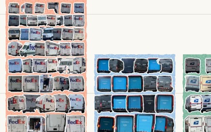 Bar chart made of photos of vehicles blocking bike lanes